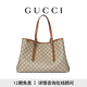 GUCCI古馳GG Emblem系列大號(hào)托特包 米色、深棕色和棕色 均碼