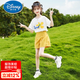 迪士尼女童夏裝套裝2025新款洋氣小女孩夏季韓版短褲短袖運動套裝網(wǎng)紅潮 黃色兩件套 150 cm