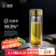 希諾（HEENOOR）雙層抗菌玻璃杯男士大容量杯子高顏值車載便攜透明帶濾網(wǎng)高檔水杯 XN-1929-金色 390ml