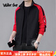 Walker Shop品牌戶(hù)外運動(dòng)套裝男秋冬新款簡(jiǎn)約彈力舒適休閑套裝男裝兩件套 紅色春秋款 XL