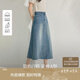 茵曼復(fù)古洗水牛仔半身裙夏季女裝百搭高腰顯瘦a字中長牛仔裙 牛仔藍 L