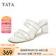 他她（TATA）法式氣質(zhì)高跟拖鞋女透明跟外穿涼拖夏季新款XEK01BT4 透明/銀/米白 35