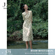 玖姿·安娜蔻清新森系浪漫飄逸印花雪紡連衣裙女裝2024夏款 花淺綠 S