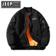 JEEP SPIRIT吉普美式復古工裝MA-1飛行員棉衣男冬街頭百搭棉服加厚夾克外套女 黑色 【冬季加棉升級版】無(wú)帽 L