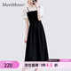 MeetMetro瑪依爾復(fù)古V領(lǐng)收腰連衣裙女2025夏裝氣質(zhì)文藝范假兩件裙 拼色【現(xiàn)貨閃電發(fā)】 M