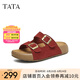他她（TATA）勃肯鞋女棕色2025夏季新款厚底沙灘涼鞋女運動涼鞋 紅色（拖鞋款） 37