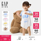 GAP嬰兒2025夏季新款小熊印花系帶短袖連體衣舒適兒童裝774574