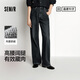 森馬（Semir）牛仔褲女抓毛闊腿褲舒適港風(fēng)冬季2025新款顯腿長(cháng)拖地褲ins潮 牛仔深黃泥染80332 M