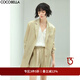 COCOBELLA流光質感絲滑微透視西裝女柔和清爽中長款西服外套SI506 卡其 L