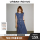 UR2025夏季新款女裝復(fù)古牛仔荷葉邊牛仔連衣裙UWG850114 藍(lán)色1 XL