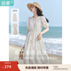 茵曼（INMAN）法式度假小個子套裝連衣裙2025夏女裝新品高檔白色中長裙子 悠蘭杏 L