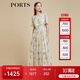 PORTS寶姿商場(chǎng)同款2022春夏新款女裝“絢爛夏花”印花連衣長(cháng)裙 亞麻淺金印花 M (6)