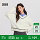 森馬（Semir）森柔|毛衣女冬季絞花提花寬松V領上衣潮流時尚慵懶風疊穿毛衫 奶白10501 L
