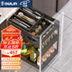 歐琳(OULIN）廚房調(diào)味籃櫥柜太空鋁拉藍(lán)抽屜式抽中抽緩沖阻尼調(diào)味拉籃 寶格款雅黑調(diào)味籃【350柜體】