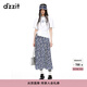 DZZIT【爆款補單】碎花裙地素半身裙夏季雪紡面料夏日裙子女 深藍色(半身裙) S