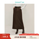 茵曼（INMAN）簡(jiǎn)約通勤開(kāi)叉半身裙2025春秋季女裝新款顯瘦高腰A字包臀中長(cháng)裙 深咖色 L