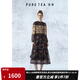 茶·愫【花蝶弄影】puretea茶愫打攬連衣裙泡泡袖碎花雪紡裙2025春新款 石墨黑 S
