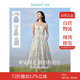 茵曼（INMAN）法式暈染女裝V領(lǐng)吊帶連衣裙2025夏季新品裙子 白底藍(lán)花 S