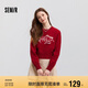 森馬（Semir）毛衣女短款蝴蝶結(jié)少女感2025春季圓領(lǐng)正肩套頭衫顯瘦109125107005
