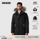 MACKAGE男士 EDWARD 毛領(lǐng)連帽休閑保暖直筒流行羽絨服外套上衣 黑色-狐貍毛皮 42