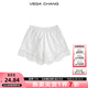 VEGA CHANG蕾絲花邊高腰平腿褲2025年新款舒適提臀防走光短褲女安全褲打底褲 白色
