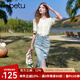 百圖betu女裝2025夏季新款襯衫法式燈籠袖蕾絲拼接萊賽爾襯衫2503T49 米白 M