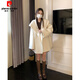 皮爾卡丹（pierre cardin）白色雙面羊絨大衣女小個(gè)子2025冬季新款韓系短款羊毛呢外套 米白色 XS