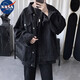 nasawassup黑暗系日系牛仔外套男新款復(fù)古美式潮牌休閑寬松工裝夾克上衣外套 S686黑色牛仔外套 S 【寬松款式】