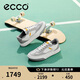 愛步（ECCO）夏牛皮厚底潮流板鞋男街頭539804 白色/鴿子灰/水泥灰 41
