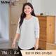 MsShe【雙弧線(xiàn)分割長(cháng)袖T恤】大碼女裝2025新款秋裝胖mm顯瘦上衣女 純白色現貨 3XL