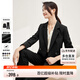尚都比拉職業(yè)通勤西裝套裝女春秋正裝西服外套褲子面試兩件套 黑色 L