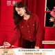 香影紅色小香風(fēng)針織開(kāi)衫女2025秋季新款慵懶風(fēng)寬松外穿毛衣外套 紅色 L