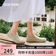 斯凱奇（Skechers）七夕禮物女鞋夏季小香風(fēng)漁夫鞋蕾絲淺口平底單鞋透氣休閑鞋114044