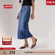 Levi's李維斯夏季女士直筒開(kāi)衩顯高顯瘦優(yōu)雅美式休閑藍色牛仔半裙 藍色 XS (24)