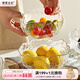 摩登主婦 北歐式ins風(fēng)玻璃碗大號(hào)家用餐具水果盤沙拉碗甜品小碗 【推薦】透明描金碗3個(gè)裝