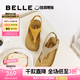 百麗（Belle）人字吐司夾腳涼鞋女商場(chǎng)款厚底增高親膚勃肯鞋E2Z1DBL5 杏色 39 (245mm)