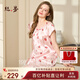 絲界真絲睡衣娃娃公主裙夏季薄款短袖睡裙女絲綢印花家居服節(jié)日禮物