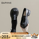 達芙妮（DAPHNE）官方 樂福鞋女2025新款英倫風(fēng)女鞋厚底粗跟小皮鞋一腳蹬單鞋女 黑色海鷗【5cm啞光單里款】 37