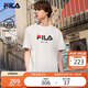 FILA 斐樂官方男女同款針織T恤2025年夏季純棉寬松休閑情侶短袖t恤