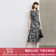 顏域設(shè)計(jì)感時(shí)尚連衣裙女2024新款秋季裙子氣質(zhì)連身裙中長(zhǎng)款背心裙 黑白花 M