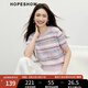 紅袖花紗甜美針織衫2025夏季新款女裝鏤空圓領(lǐng)短袖甜美氣質(zhì)百搭上衣 紫條729 M