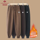 俞兆林媽媽褲子秋冬加絨休閑哈倫運動(dòng)衛褲中老年人高腰寬松束腳外穿女褲 深卡其色加絨單件 2XL 建議85-110斤