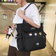 金日滿(mǎn)新款簡(jiǎn)約時(shí)尚單肩包男大容量上班通勤男女通用公文包學(xué)生上課書(shū)包 黑色（不帶配飾）