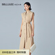 BBLLUUEE Color粉藍衣櫥輕職場(chǎng)無(wú)袖收腰連衣裙子女2022夏裝短包袖A字裙522L071 香草杏 XL 170/42
