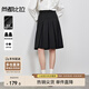 尚都比拉小個子通勤半身裙女春秋學(xué)院風(fēng)百褶裙顯瘦A字裙中裙 黑色  M 