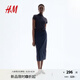 H&M2025年夏季新款女裝時(shí)尚休閑鏤空刺繡鉛筆裙1290484 海軍藍(lán) S 160/72 38