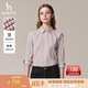 哈吉斯（HAZZYS）女裝 秋季女士襯衣條紋通勤長袖休閑襯衫女ASCSK1CCX07 酒紅色WN XL (170/92A 42)
