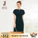 經(jīng)典故事（JANE STORY）2024新款時髦氣質(zhì)赫本風(fēng)雪紡連衣裙女收腰薄紗裙子端莊法式小黑裙 深綠色 M