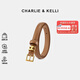 CHARLIE&KELLI CK品牌輕奢真皮針扣皮帶時尚百搭裝飾連衣裙牛仔褲腰帶七夕禮物 棕色【京倉配送】 100cm 【配精美禮盒】