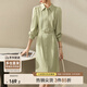 尚都比拉2024春秋氣質(zhì)女神范長(zhǎng)袖襯衫連衣裙中長(zhǎng)款顯瘦裙子 淺綠色 L 
